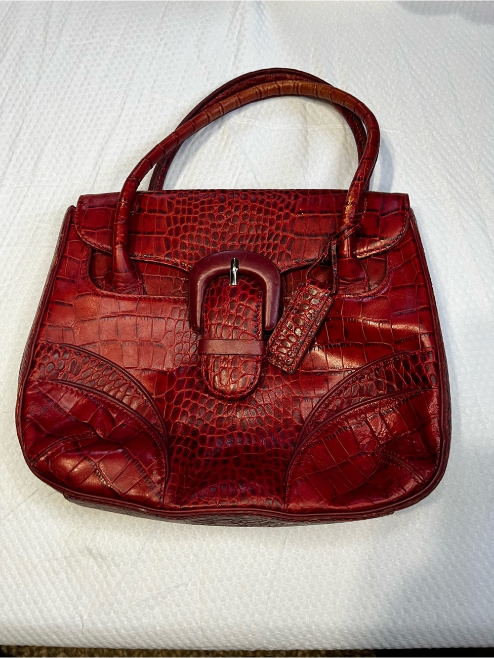 ANTONIO MELANI Red Croc-Embossed Leather Bag